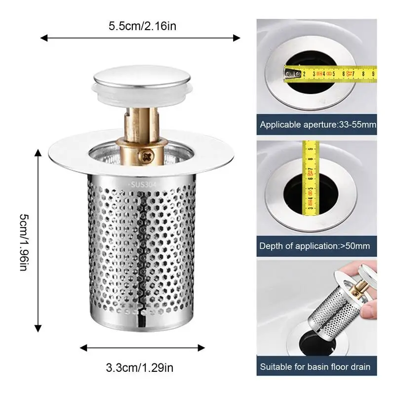 Floor Drain Filter Washbasin Leakage Plug Anti Odor Pop-Up Bounce Core Basin Stopper Hair Catcher Shower Sink Strainer