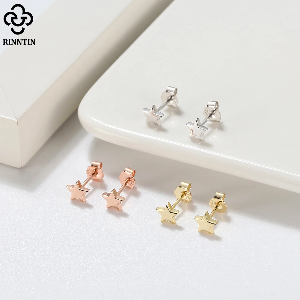 

Rinntin Real 925 Sterling Silver Geometrical Shaped Piercing Stud Earrings For Women Dainty Style Bohemian Elegant Jewelry APE43