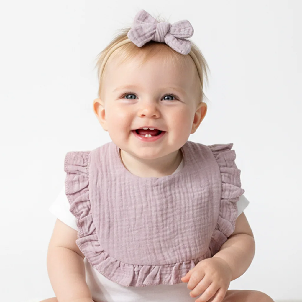 القطن الطفل عقال مع منشفة لعابه مجموعة القوس الطفل عقال بلون لينة الوردي الأزرق الأبيض مريلة الفتيان الفتيات مريلة مزيج مجموعة