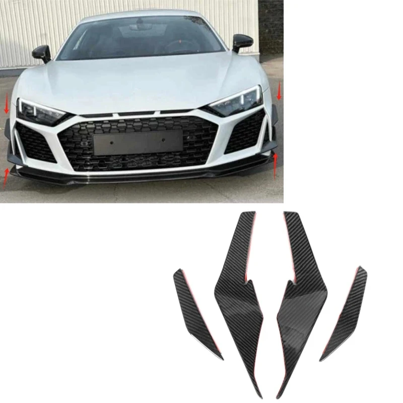 

Dry Carbon Fiber Front Canards Splitters For Audi R8 2021-2024 P Style 4PCS Auto Parts