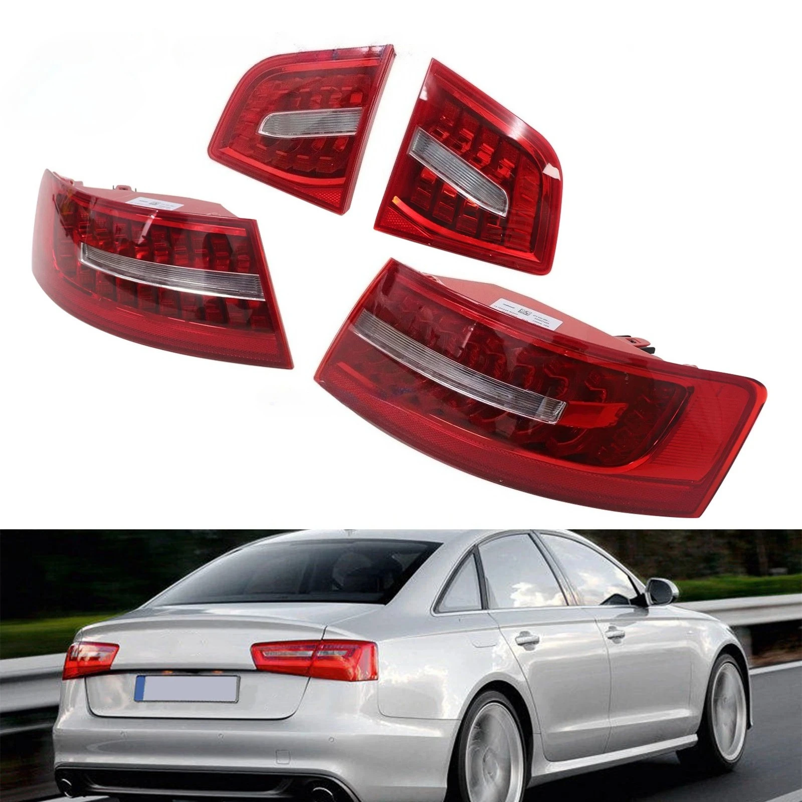 

Автомобильный задний фонарь в сборе, светодиодный указатель поворота, стоп-сигнал4F5945095J 4F5945096J для Audi A6 C6 S6 Quattro RS6 Saloon Sedan 2009-2011