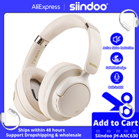 Siindoo Newest Active Noise Cancelling Wireless Headphones Over Ear Bluetooth earphones with Mic 70H Playtime JH-ANC630 Beige