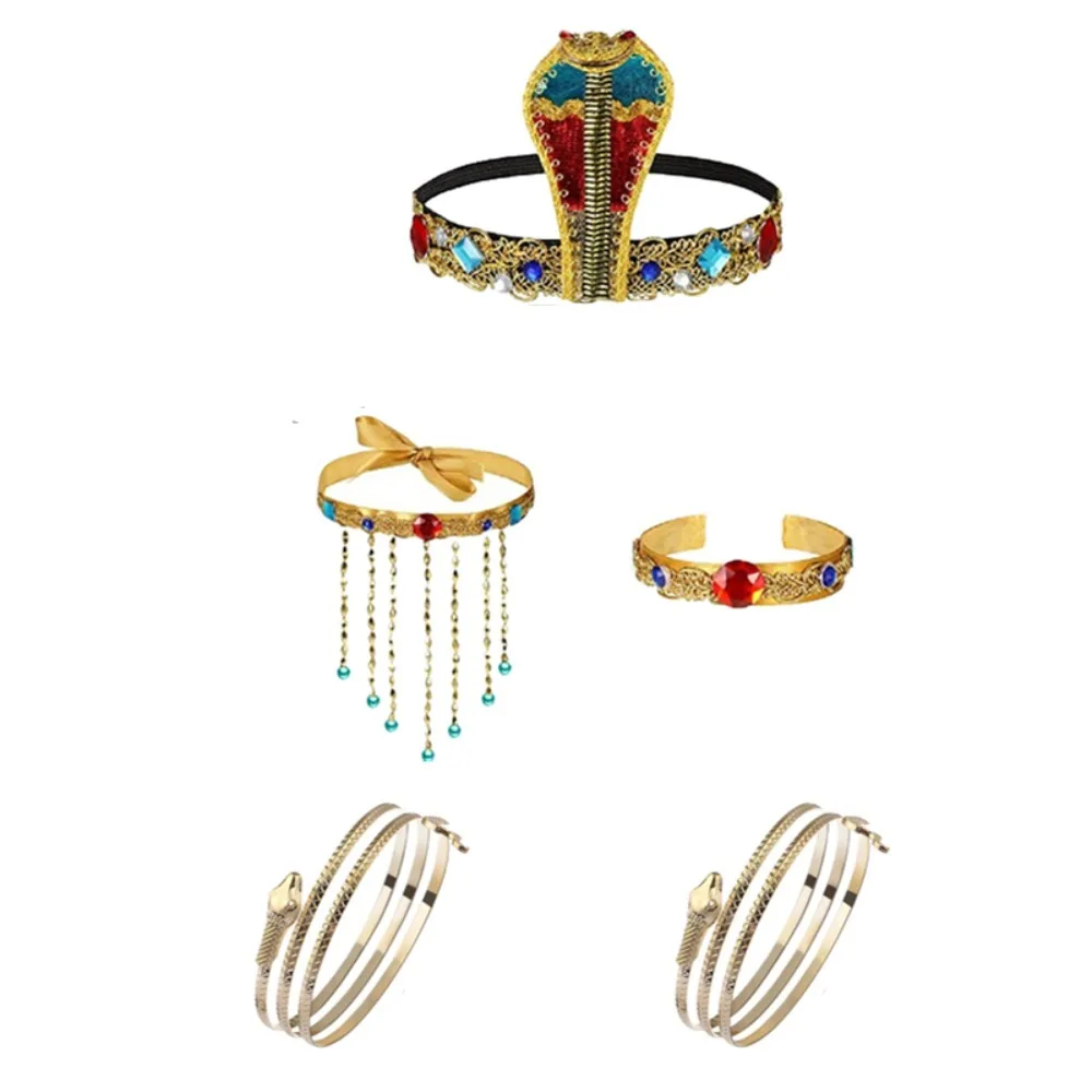 

PESENAR египетский костюм из 3 предметов, головной убор с фараоном, воротник из бисера, манжеты для косплея, тематические вечеринки, Хэллоуин