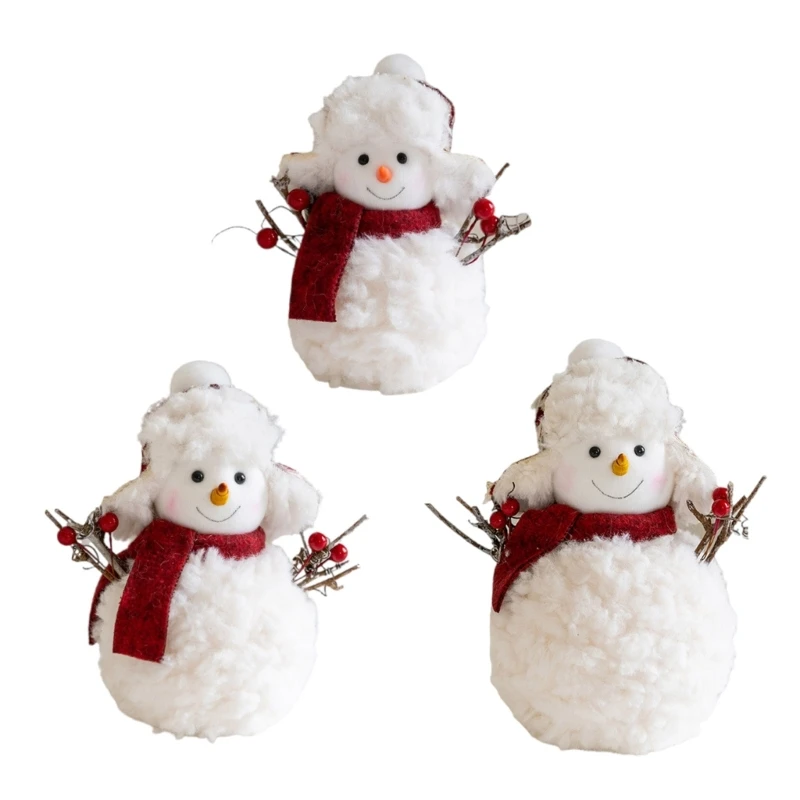 Christmas Snowman Plush Toy with Scarf and Hat Stuffed Figure Dolls Party Decors DropShipping