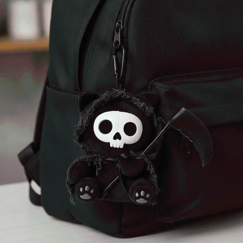 Ghost Cat Ornament Stuffed Reaper Cat Plushies Spooky Black Halloween Cat Toy Durable Creative Skeleton Kitten Plush Teens