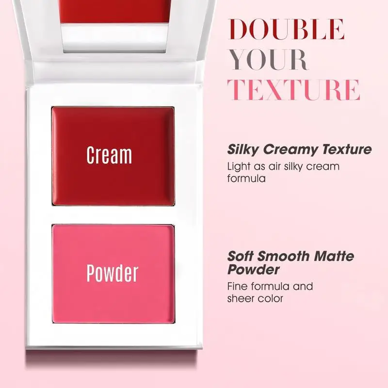 Blush Palette Etichetta privata Trucco 2 in 1 Crema in polvere Guancia Fard Pesca Rosa Pigmento Bellezza Cosmetico Fard Bluk all'ingrosso