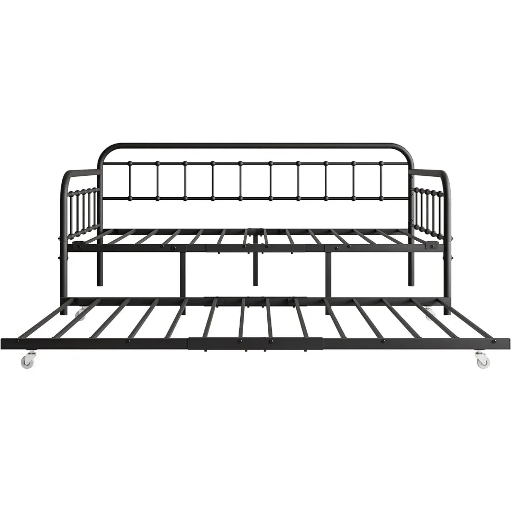 Metall Daybed Rahmen Twin Größe mit Stahl Lamellen Plattform Möbel, schwarz…