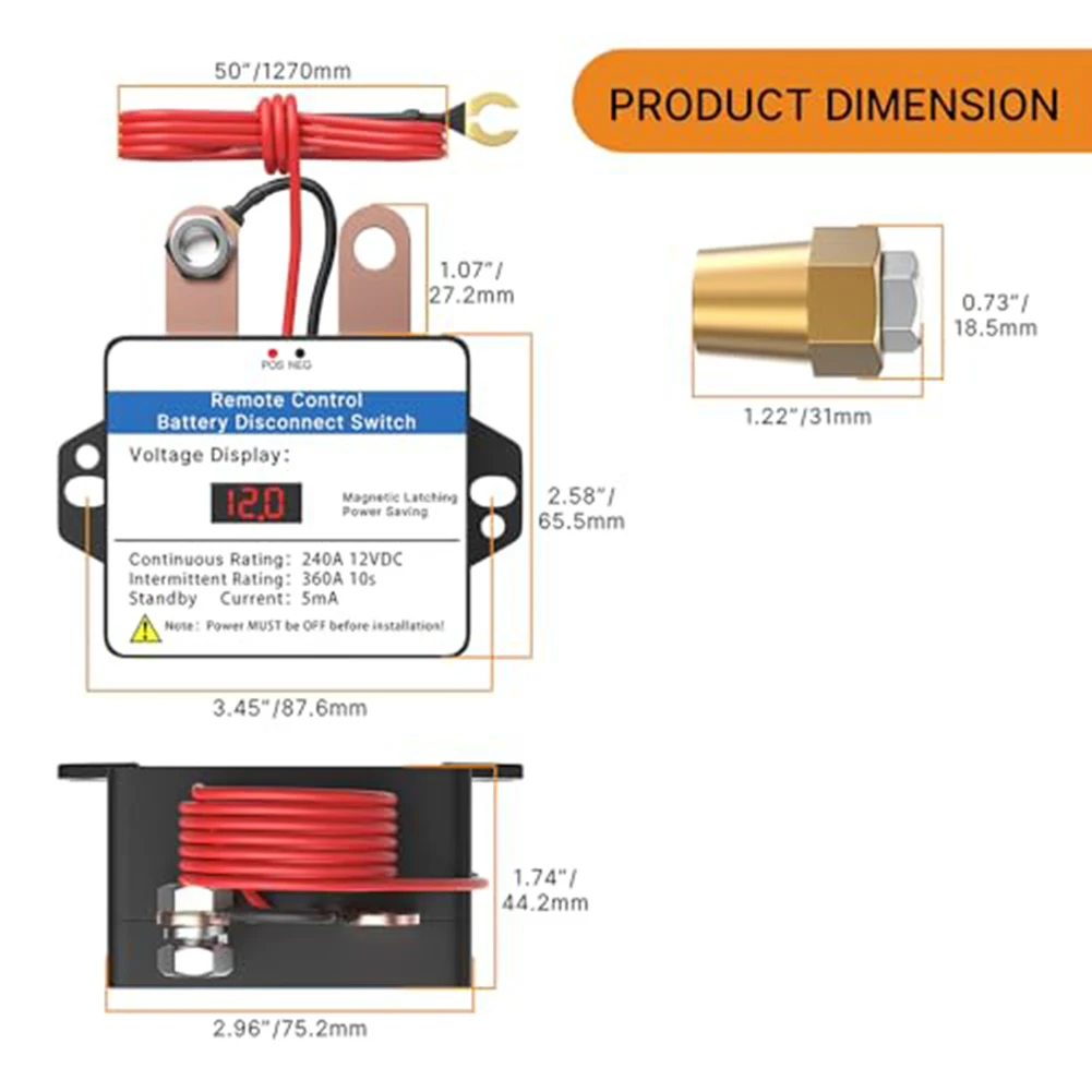 1pc DC 360A Battery Isolator Switch With LED Voltage Display Battery Isolator Switch Anti Leakage For Car Battery Switch