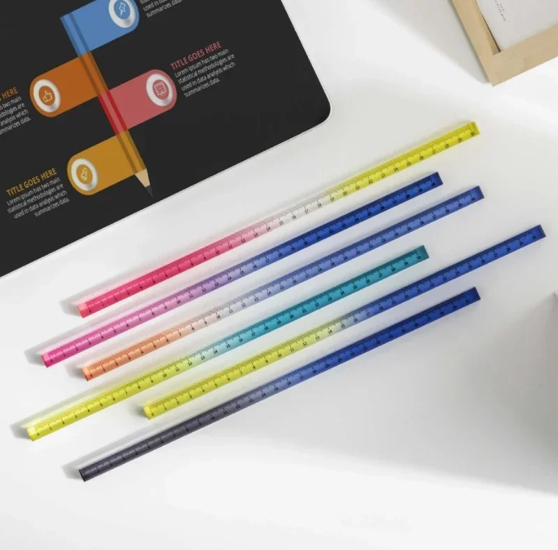 INS Style Transparent Straight Rulers 15cm 20cm 30cm Gradient Acrylic Drafting Tools for DIY Drawing Math Office Use
