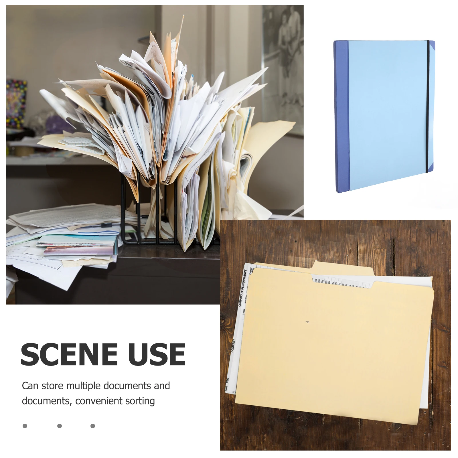 Folder Large Capacity Document Bag Portable Accordion Organizer Blue Multi Pocket Storage Folder Office Use