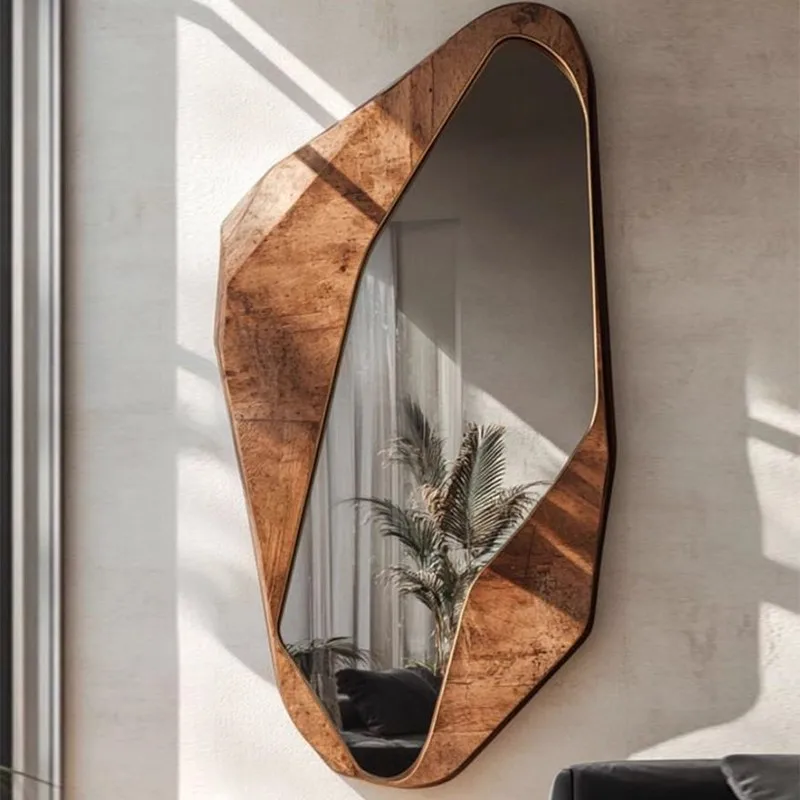 Art Photography Mirror Irregular-Shaped Wall-Mounted Decorative Mirror Customized LED Lighting High-Definition Dressing Mirror