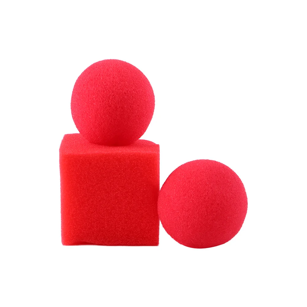 Red Ball Magic Square Sponges Props Set Funny Gadgets Magic Show Street Stage Close up Magic Tricks Props