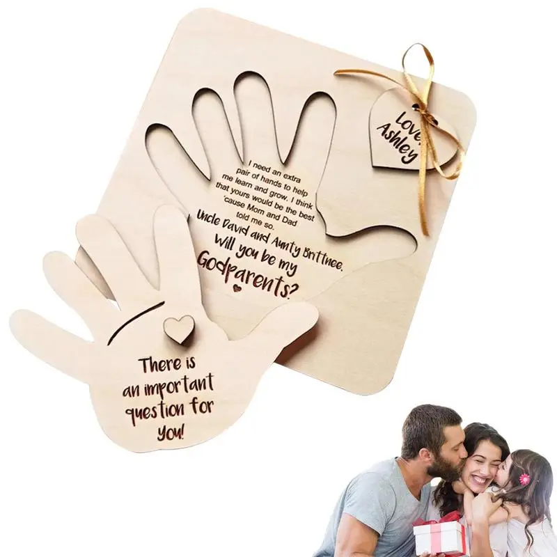 Thank You Gift For Godparents Wooden Fingerprint Footprint Gift Cards Godmother Proposal Announcement Gifts For Friends Sister