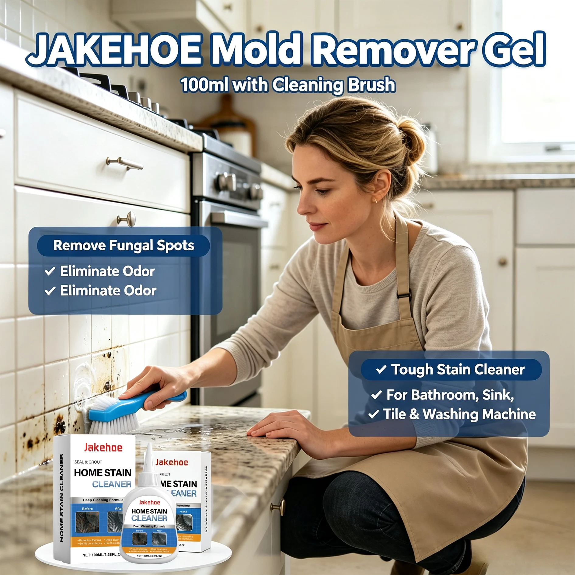 Mold Remover Gel Remove Fungal Spots Oil Stain Eliminate Odor For Bathroom Sink Tile Wash Machine Seal Home Mildew Stain Cleaner