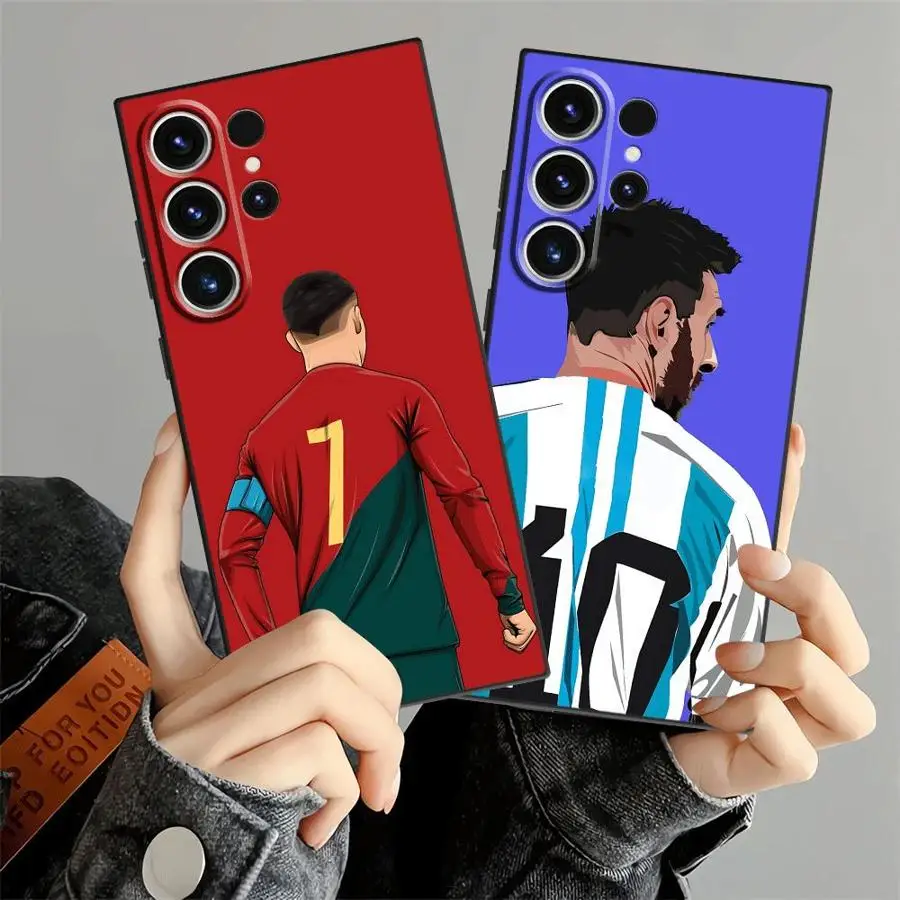 حافظة لهاتف سامسونج جالاكسي S21 FE S23 Ultra S20 S25 Edge S24 Plus من Football Star باللون الأسود الناعم #2