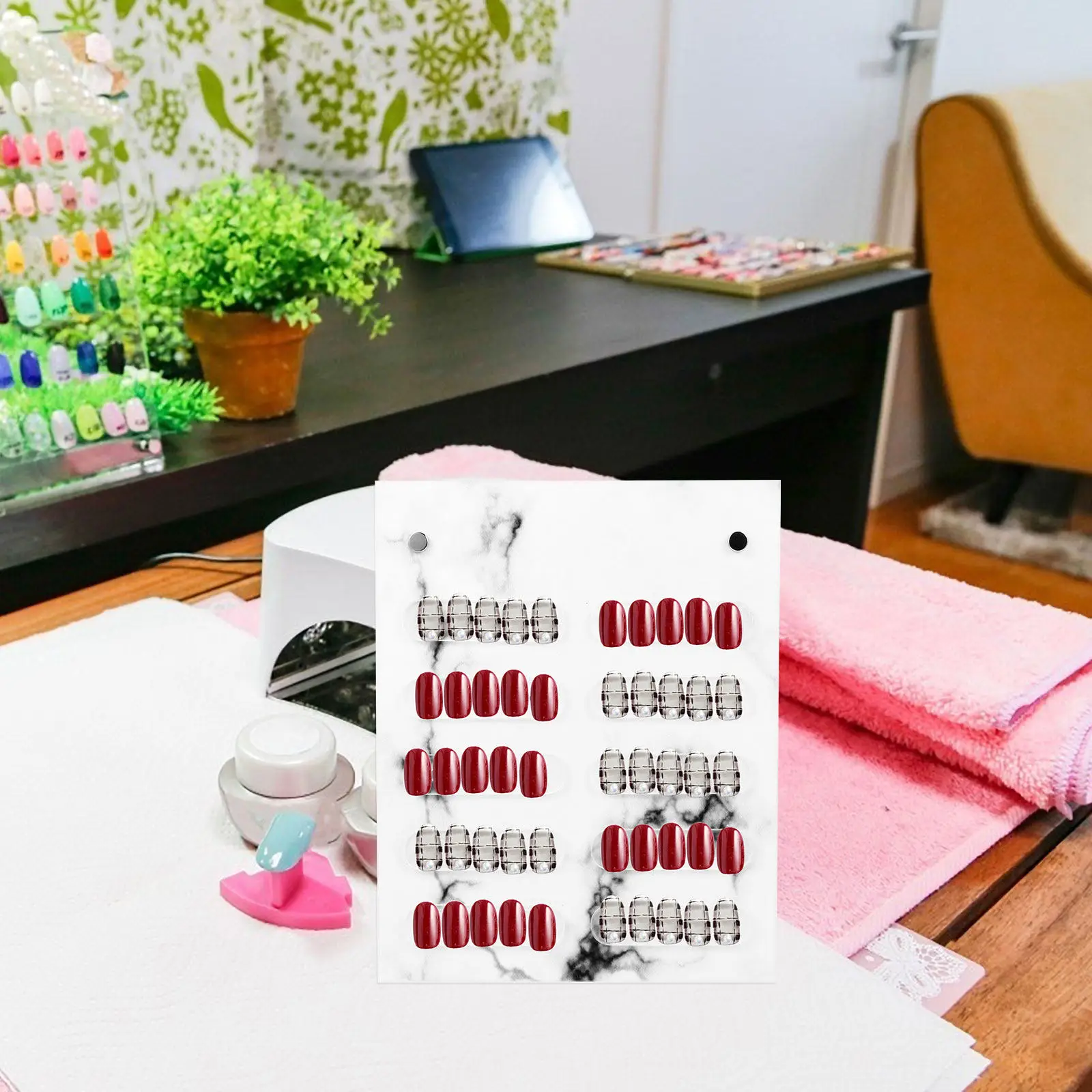 

Magnetic Nail Art Display Board Marble Pattern Acrylic Nail Art Showing Holder Detachable Color Cards Manicure Display Holder