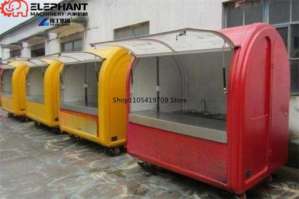Round Design Catering Trailer, Heavy Duty Mobile Food Truck Snack Bar With Complete Kitchen