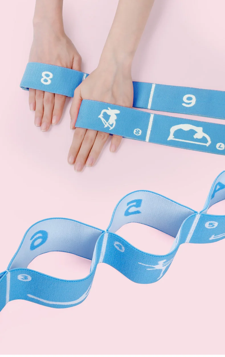 Yoga Stretching Straps with 8/10/12 Loops for dnace, Physical Therapy, Elastic Stretch Bands for Pilates, Gymnastics, Ballet