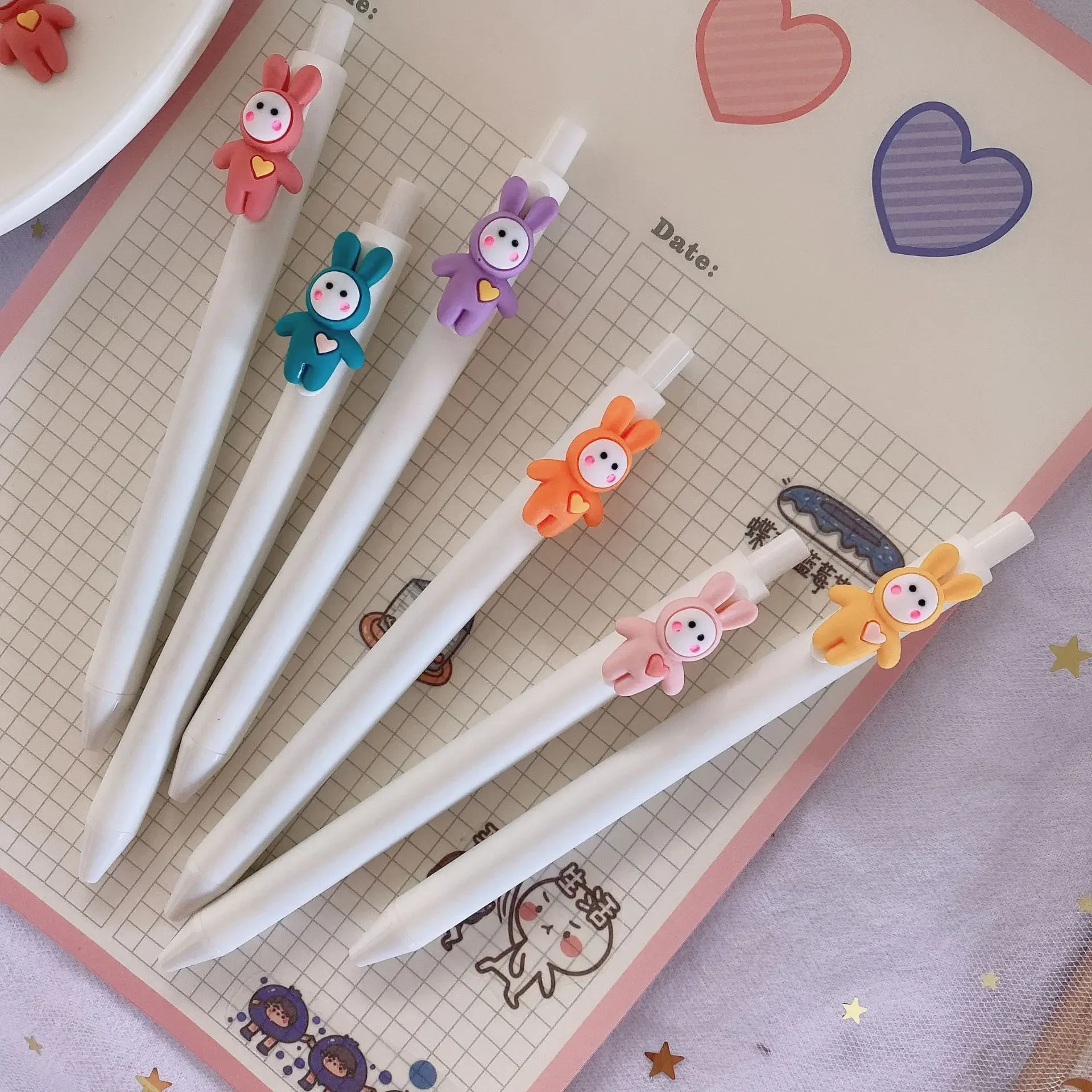 

36PCS Oil Painting Rabbit 0.5mm Press Gel Pens Black Writing Pen Student Stationery Personality Water Pen Office Accessories