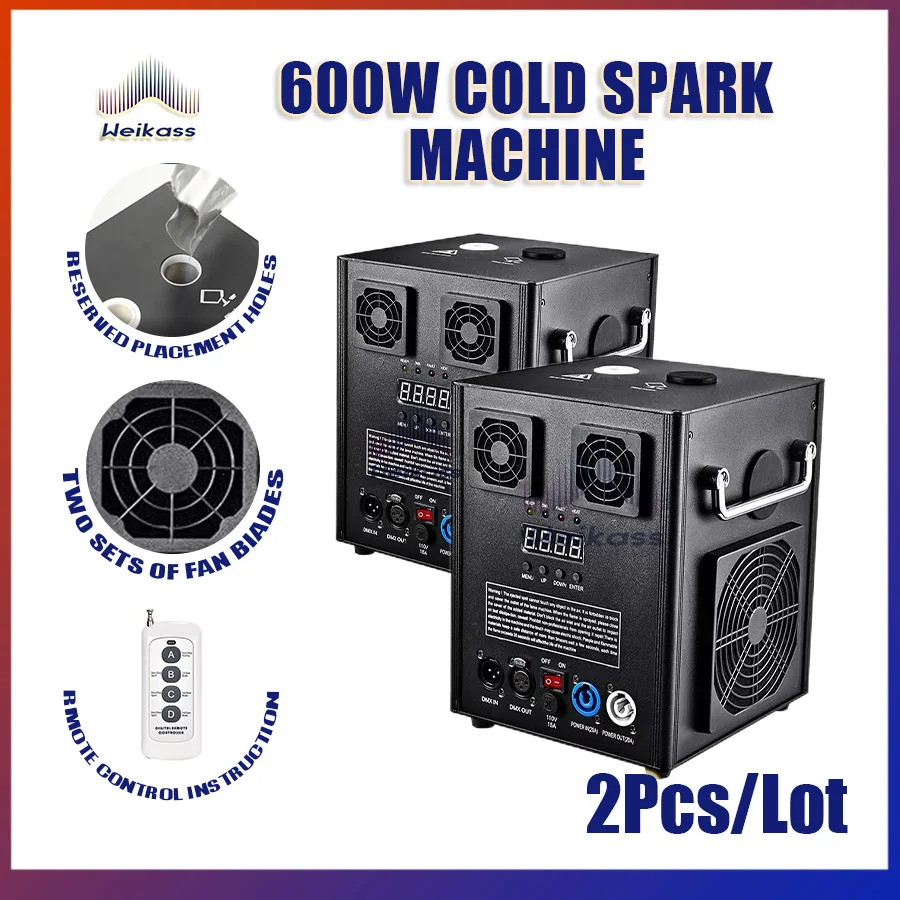 Weikass Electronic Cold Spark Machine Black/White/Golden Ti Powder Dmx Stage Effect 600W The Wedding Party Disco Dj Bar