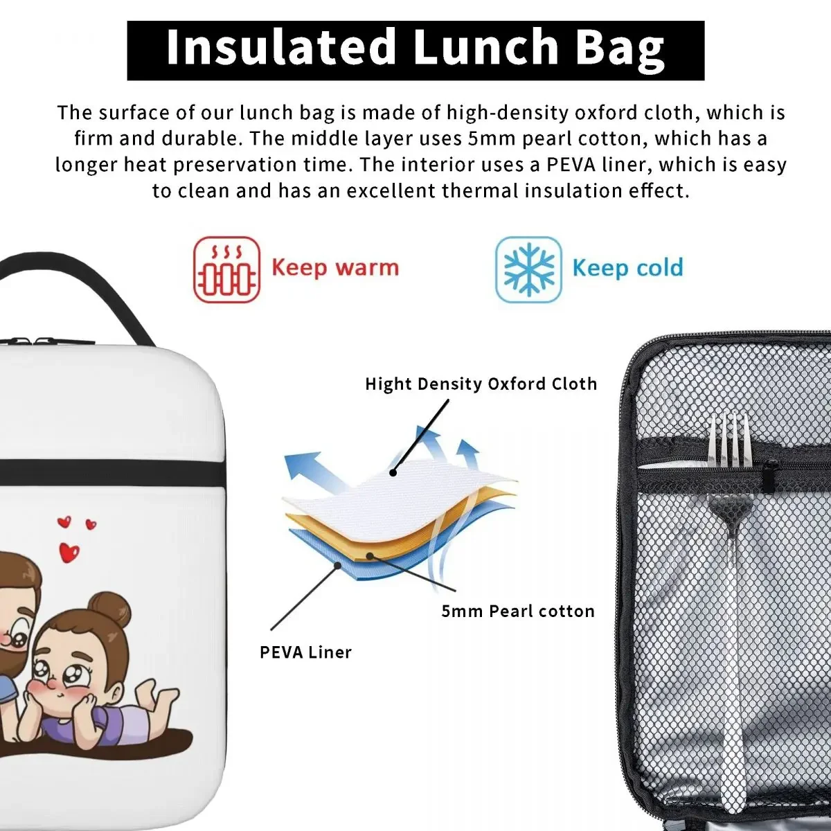 Pibubear (2) Lunch Bags Insulated Lunch Tote Portable Thermal Bag Resuable Picnic Bags for Woman Work Kids School