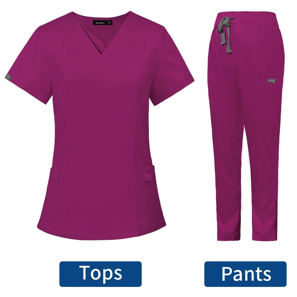 Customizable LOGO Medical Scrubs Uniform Women Scrub Sets Nursing Hospital Surgery Gowns Dental Clinic Beauty Salon Workwear