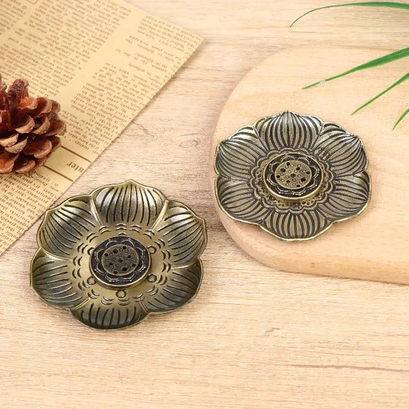 1Pcs Home Room Decoration Flower Shaped Metal Incense Burner Craft Ornament For Spa Yoga Meditation Accessories