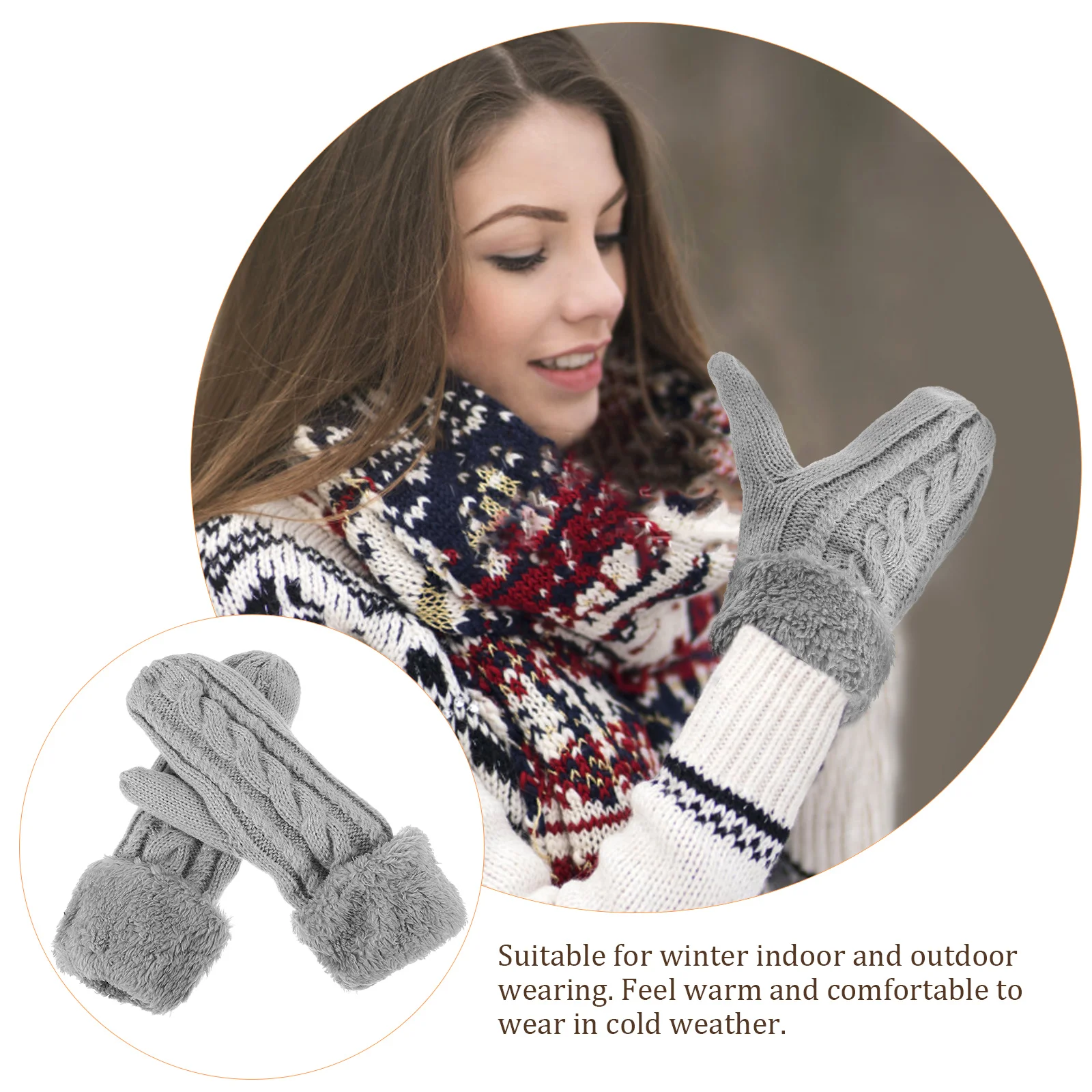 

Winter Gloves Knit Knitted Warm Black Running Soft Warming Acrylic for Cold Weather Work