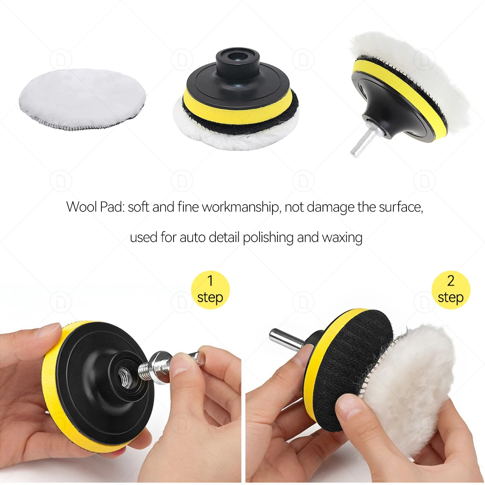 3Inch Self-Adhesive Pad Sandpaper Car Polishing Disc Buffing Waxing Sponge Kit Headlight Wheel Repair For Polisher Drill Adapter