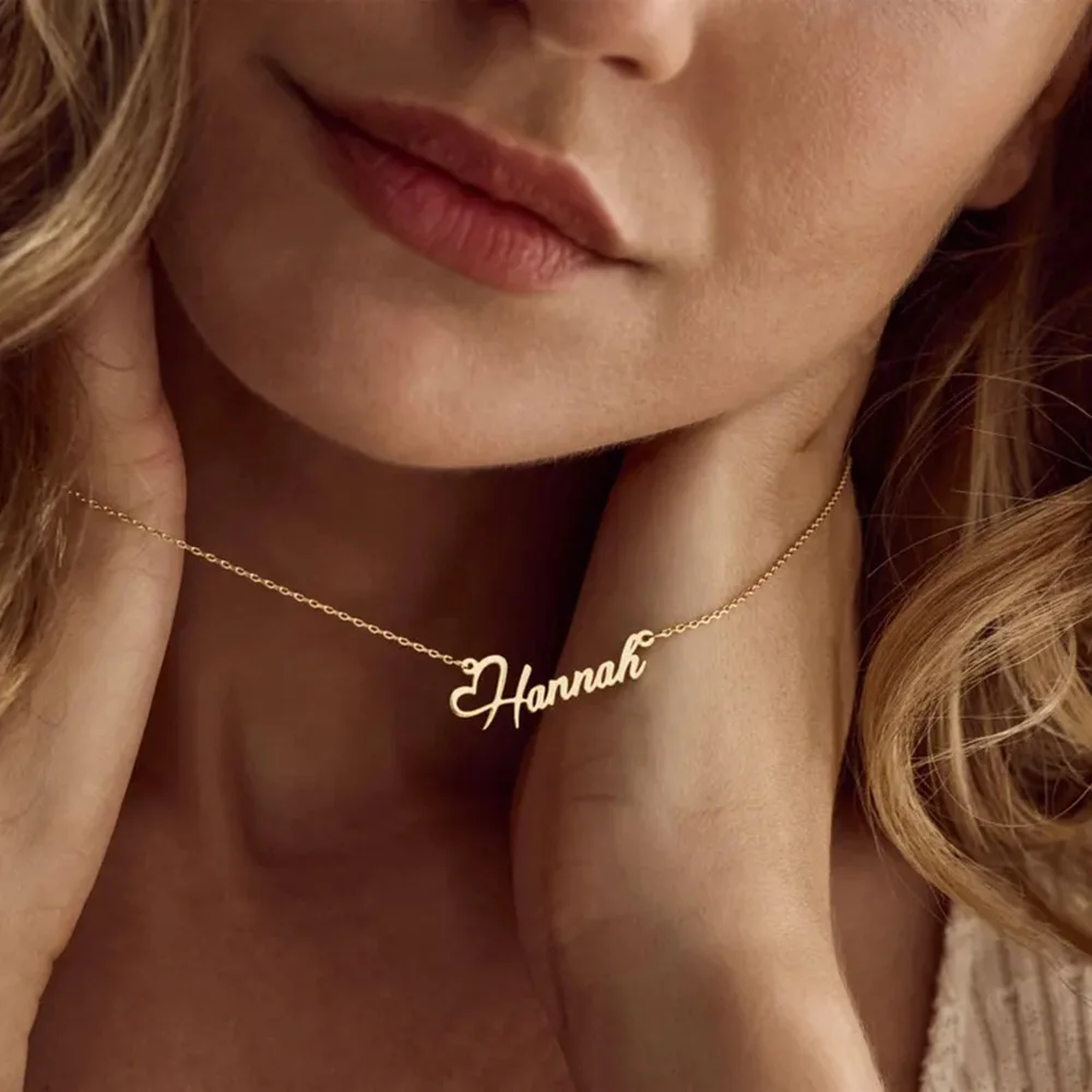 اسم مخصص القلب قلادة للنساء شخصية لذيذ بساطتها مجوهرات في 18 كيلو الذهب تصفيح هدايا أعياد ميلاد للأطفال لها