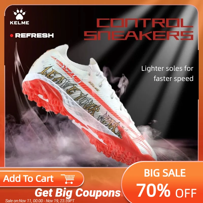 

KELME Man MG Soccer Shoes Artificial Grass Slip-Resistant Cushioning Training Football Boot AG Sports Training Shoes