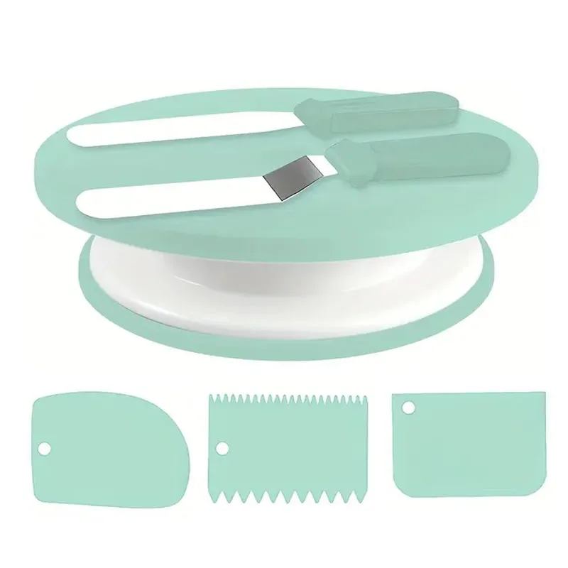 6PCS Cake Decorating Kit with Turntable Non-Slip Cake Turntable for DIY Baking Tools Set, Beginner & Buttercream Cupcake Bake