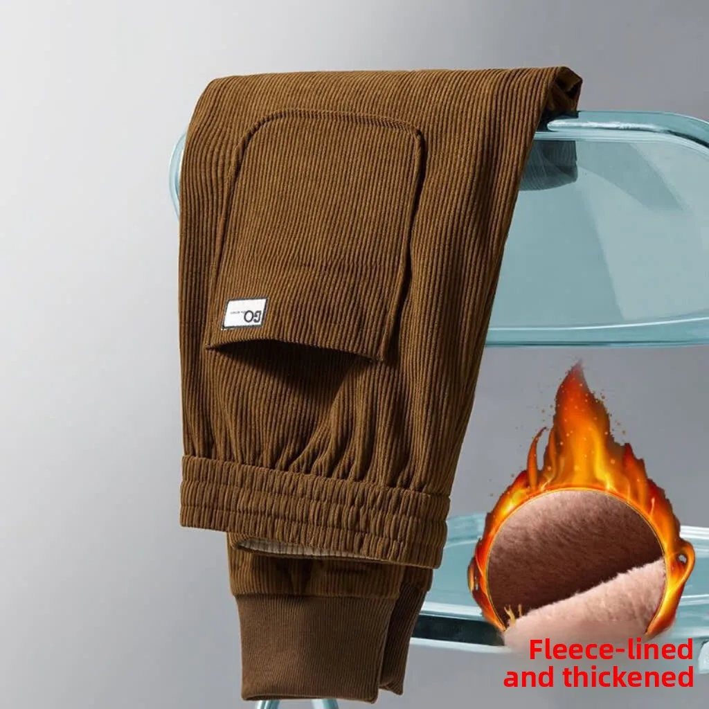 

Мужские вельветовые брюки Thiened, повседневные, в полоску, бархатные, устойчивые к грязи и ношению, осенне-зимние брюки для отдыха, молодежные витали...