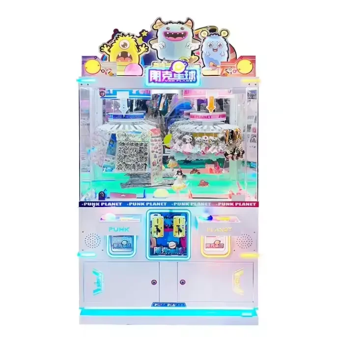 Punk planet commercial kids amusement machine two persons clip prize gift claw machine coin operated arcade game machine