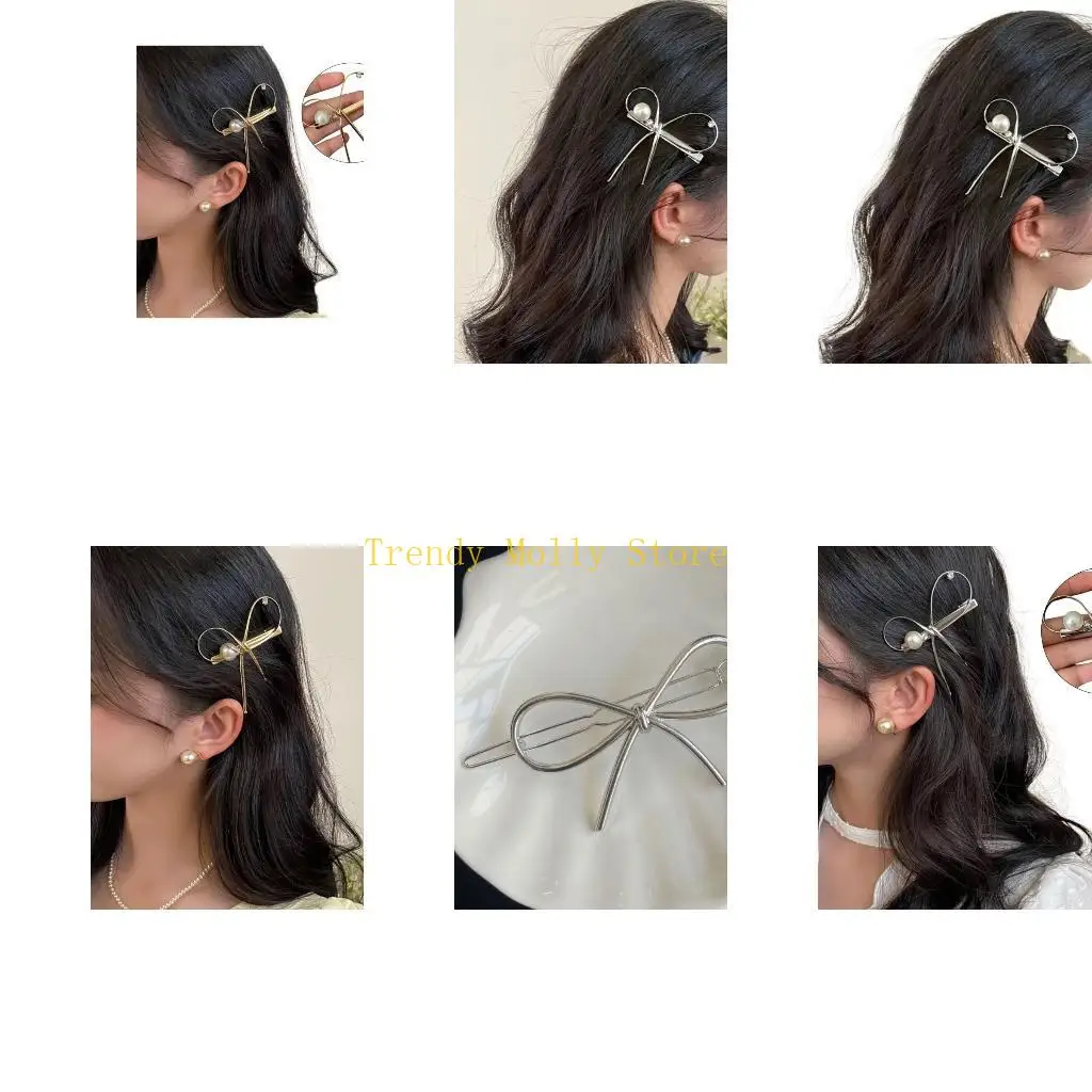 

N5KB Ecloplate Metal Bownot Hairpin Hearting Duckbill Clip Clip Hair Barrettes боковая волоса для девочек -корейских волос