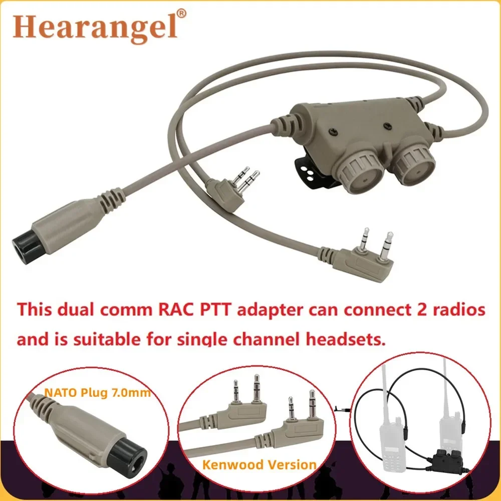 Tactical Ptt Dual Communication RACPtt Ken Plug for Baofeng UV5R UV82 COMTAC Airsoft ShootingTactical Headset&RAC6 Pin PTT