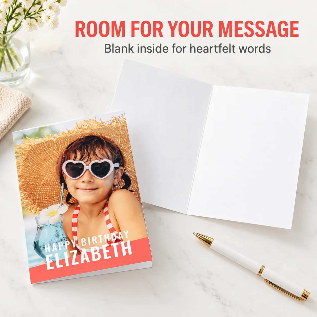 Customized Folding Greeting Cards, Suitable for Weddings, Birthdays, Communions, Baptisms, Various Holidays, and Thank-You Cards, Expanded Size 18* 14cm