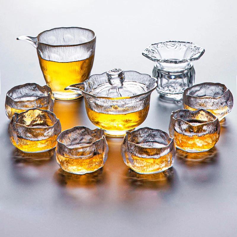 

Tea set, household glazed light luxury high-end glass cover bowl, high-end cup, pot