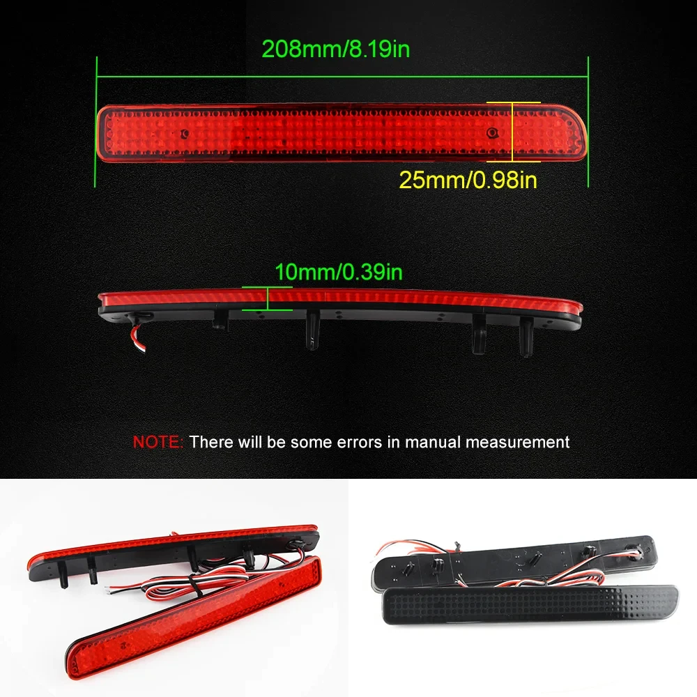 2XRear Bumper Reflector LED Brake Light Red For Range Rover Sport (L320 facelift) 2010 2011 2012 2013 For Discovery 3 4