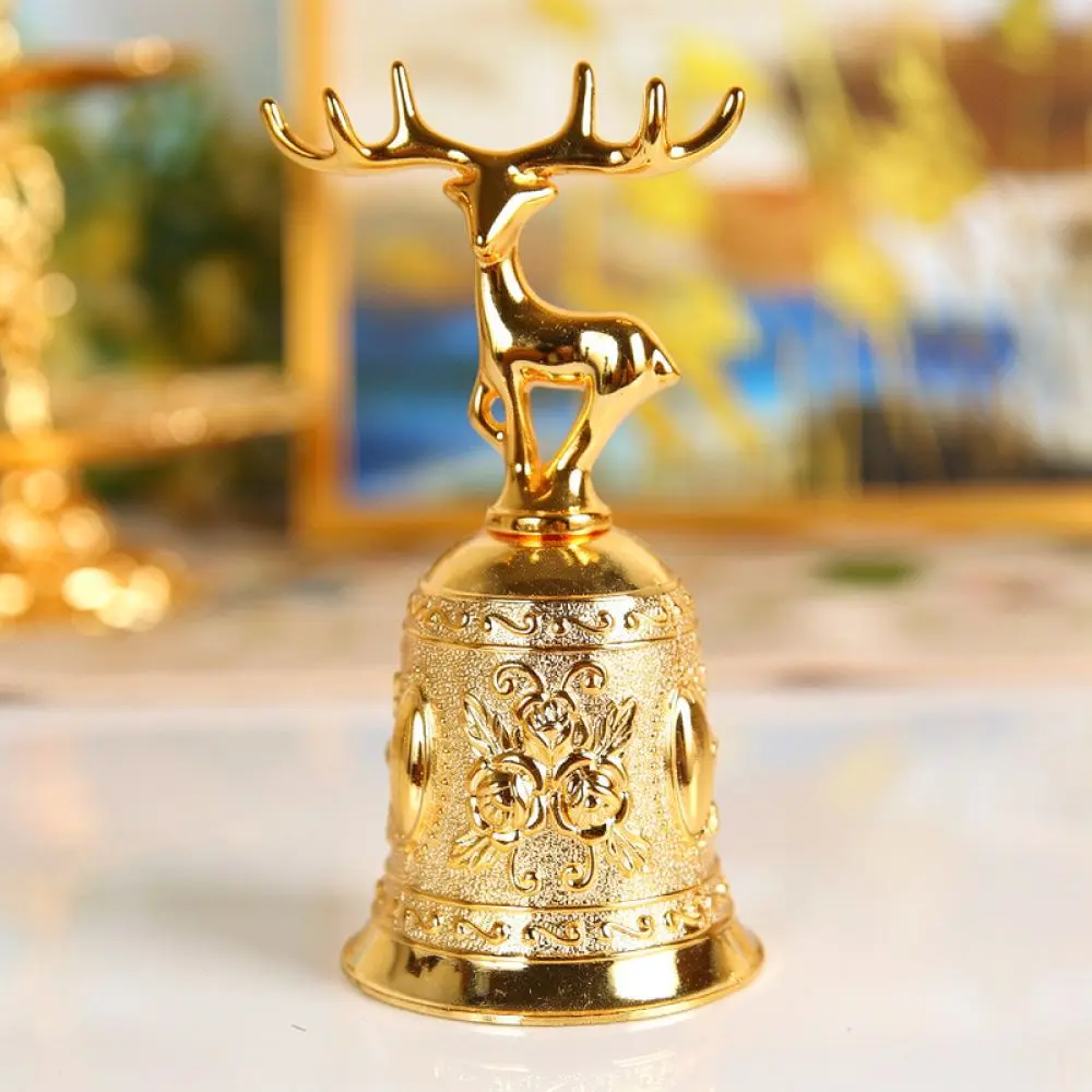 Creative Metal Hand Bell Deer Rose Pattern Zinc Alloy Ornament For Restaurant Bar Counter Service Dinner Ring Bell