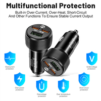 5V 3A Car Charger Adapter DC 15W USB PD Type-C Auto Charging Adapter 3 Ports Charging Adapter Portable Travel for iPhone 14 Pro