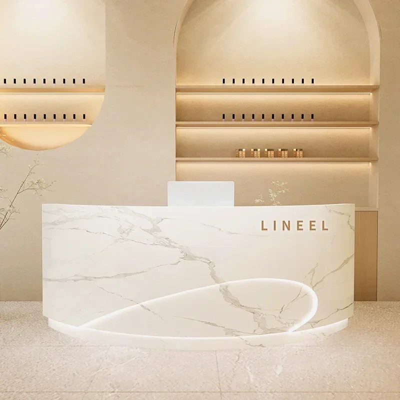 Table Atelier Spa Reception Furniture Front Desk Counter Clothes Store Elegant Office Checkout Supermarket Professional Cash Bar