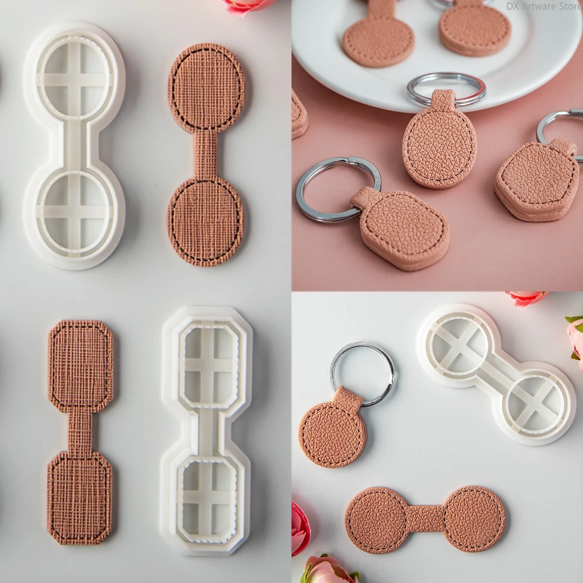 

Geometric Trapezium Keyring Polymer Clay Cutter Leather Pattern Stitch Keychain Pendant Clay Earring Cutting Pottery Clay Tools