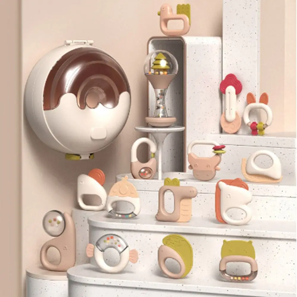 Sonajero creativo de silicona con forma de Animal para bebé, mordedor suave para la salud del bebé, diseño de anillo, mordedor de mano antimasqueteo, 5/6 Uds.