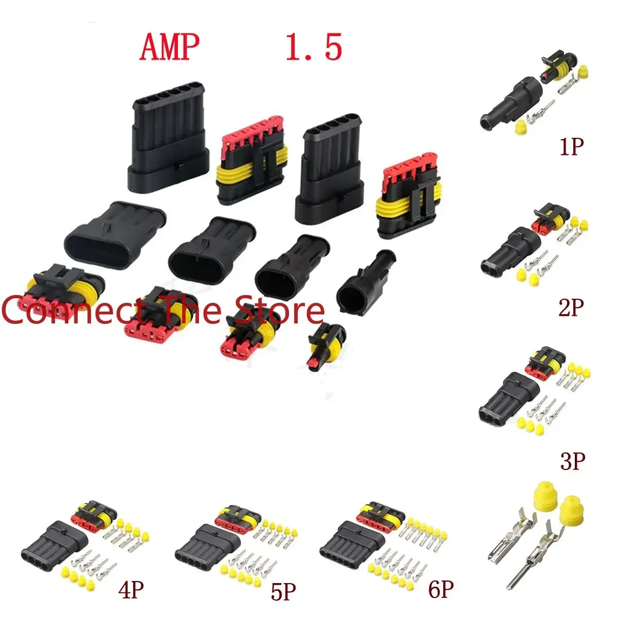 

8PCS 2p3p4p5p6p Car Waterproof Connector 1.5 AMP Plug Socket Male And Female