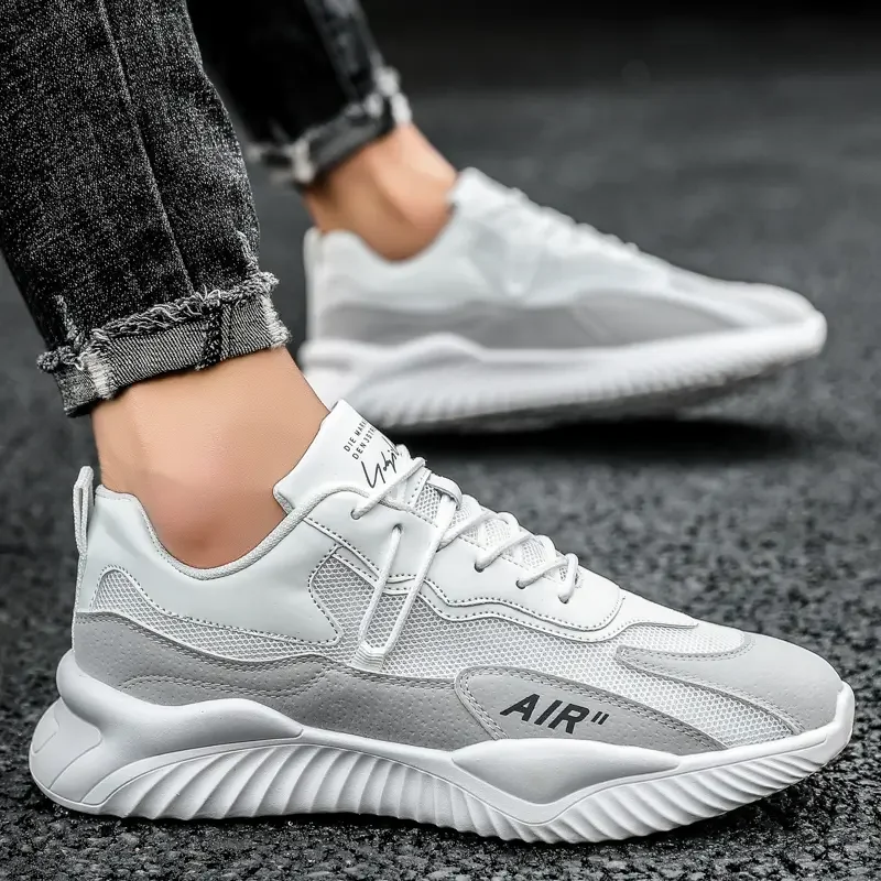 Men Sports Shoes Summer 2023 Mesh Breathable White Running Man Shoes Casual Fashion Sneakers Thick Sole Non-Slip Zapatos Hombre