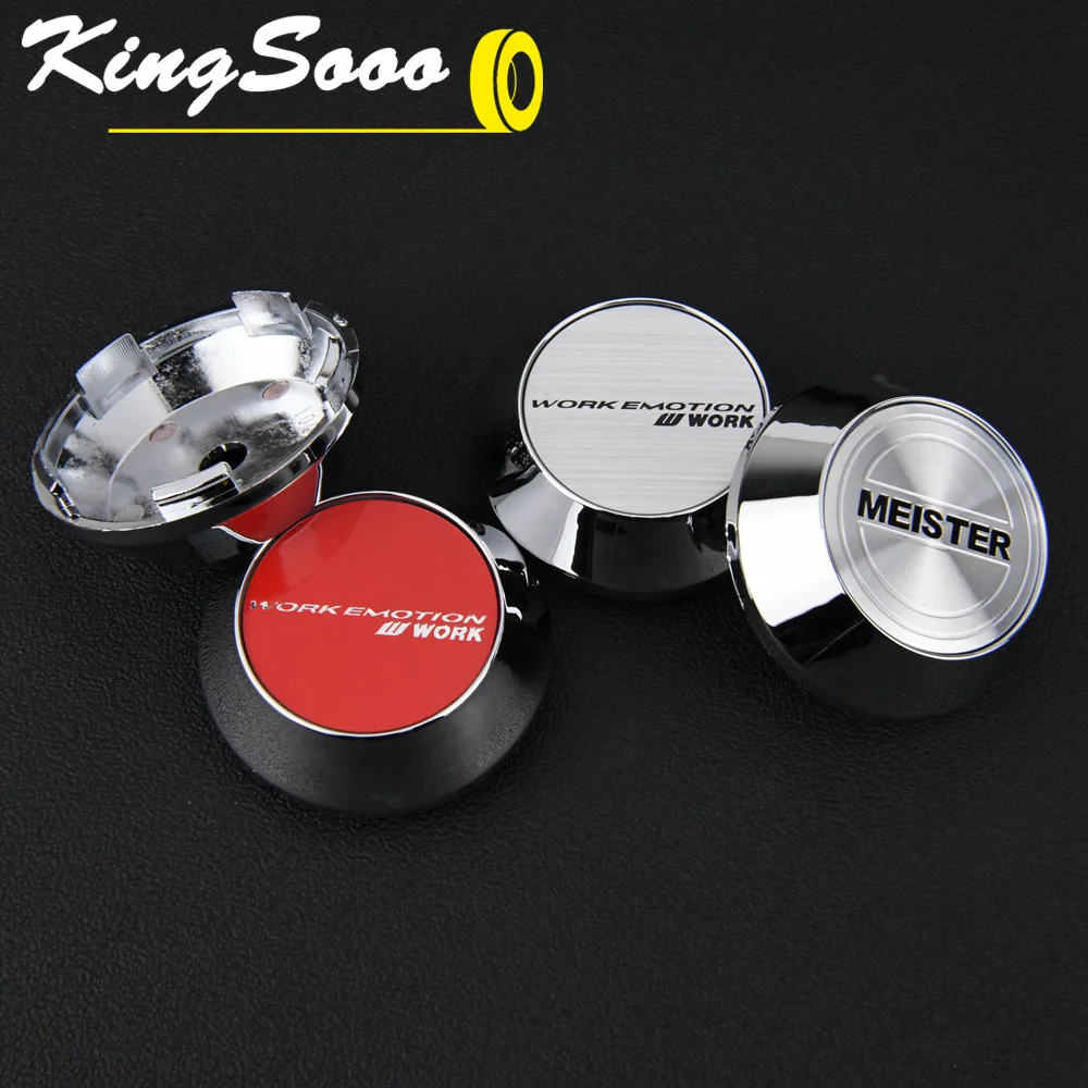 4PCS WORK Emotion XT7 Rim Cap 60mm Clip Sport Wheel Center Cap MEISTER EQUIP Racing Emblem Sticker Wheel Cover Hub Cap