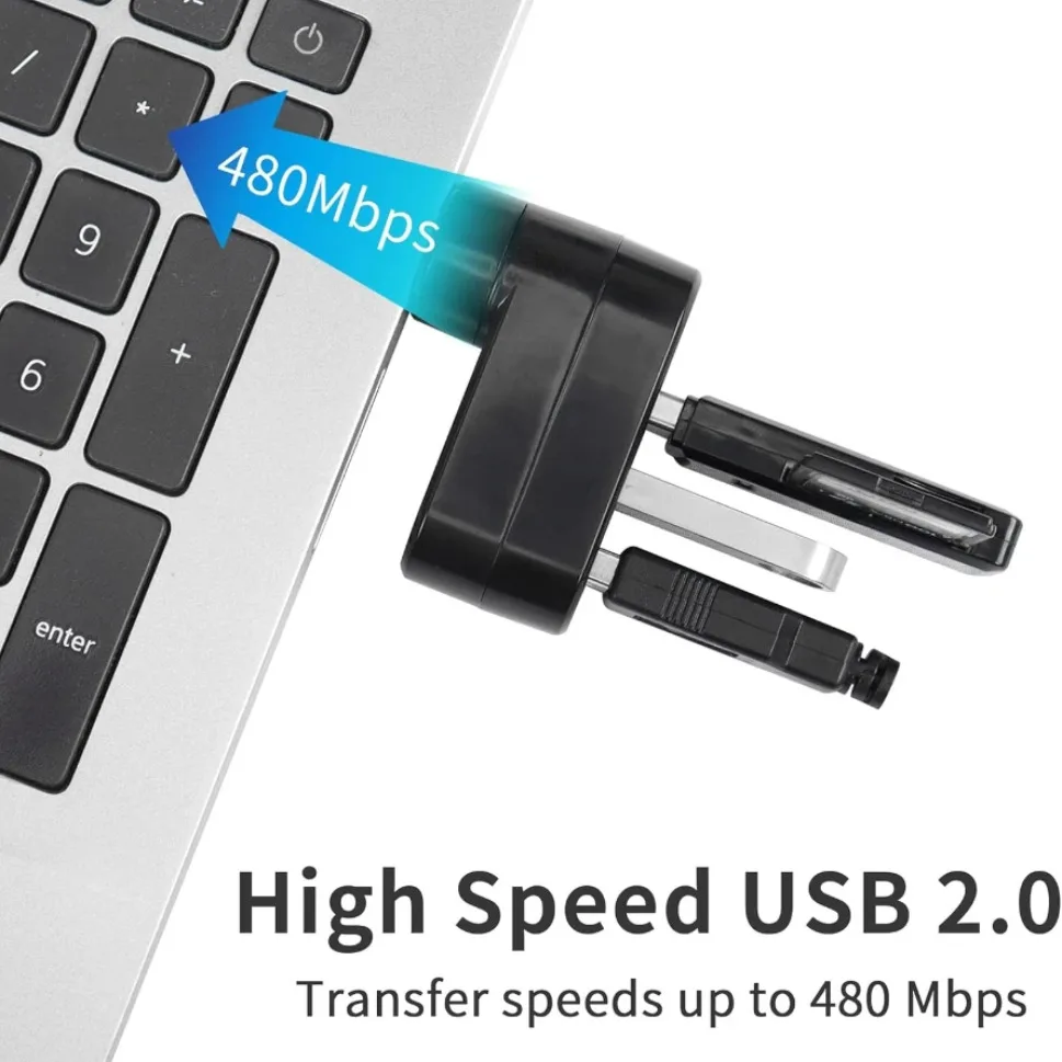 3 in 1 USB HUB 180° Rotatable USB 2.0 HUB 3 Port Multiple USB Splitter Expander For Computer Laptop MacBook U Disk Data Transfer image 5
