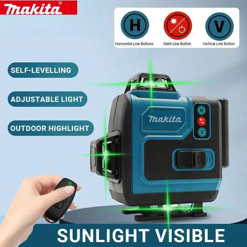 

Original Makita 18V 6Ah Battery Makita 6Lines Laser Levels High-precision Portable 360 Green Beam Horizontal Vertical Instrument
