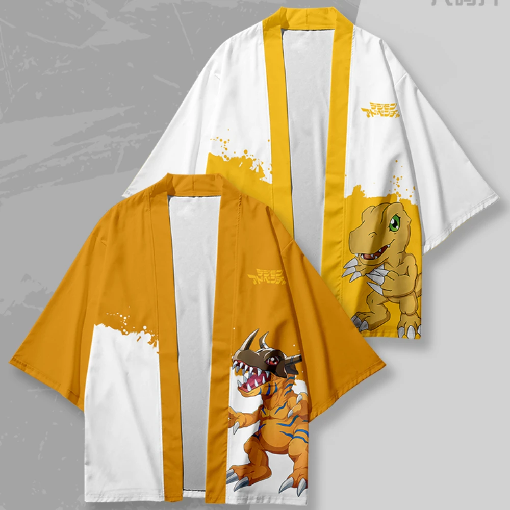 Anime Digimon przygoda Kimono Cosplay samuraj Obi kobiety męski kardigan plaża Yukata kostium japoński tradycyjne ubrania